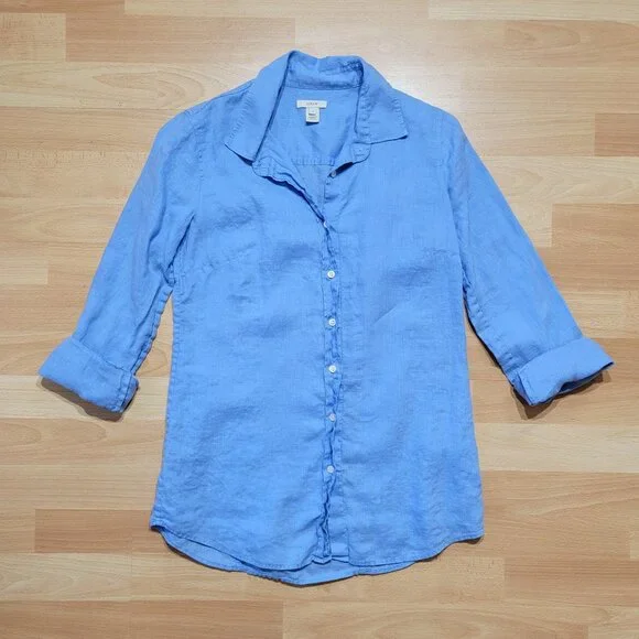 J. Crew Classic Button Up Linen Shirt | Size: 0 - Picture 1 of 15